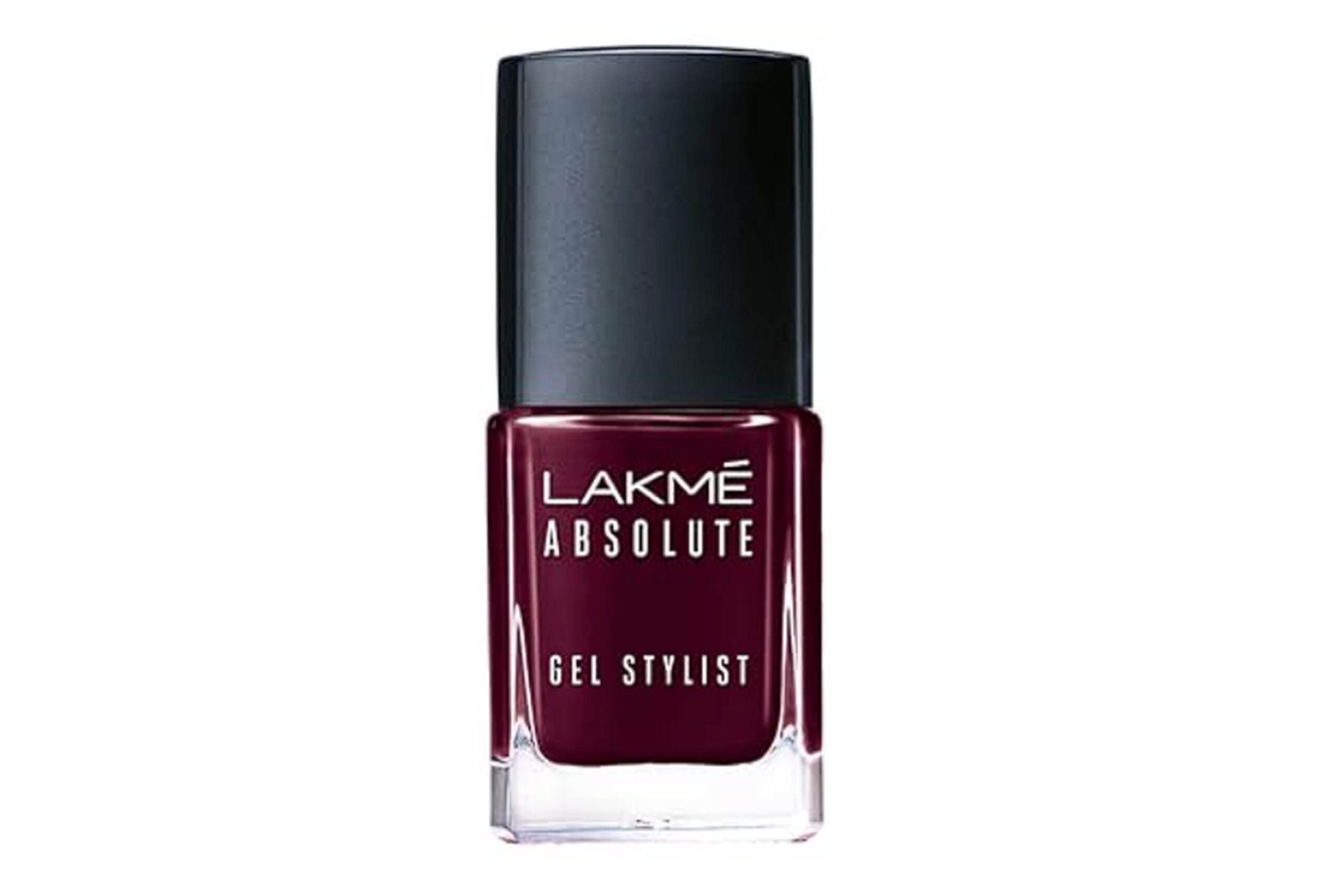 Lakmé Absolute Gel Stylist Nail Color in Vineyard shade with glossy wine finish 12ml bottle