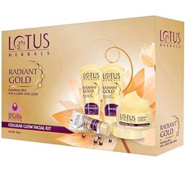 Lotus Herbals Radiant Gold facial kit with 24K gold leaves for natural glowing skin 170g