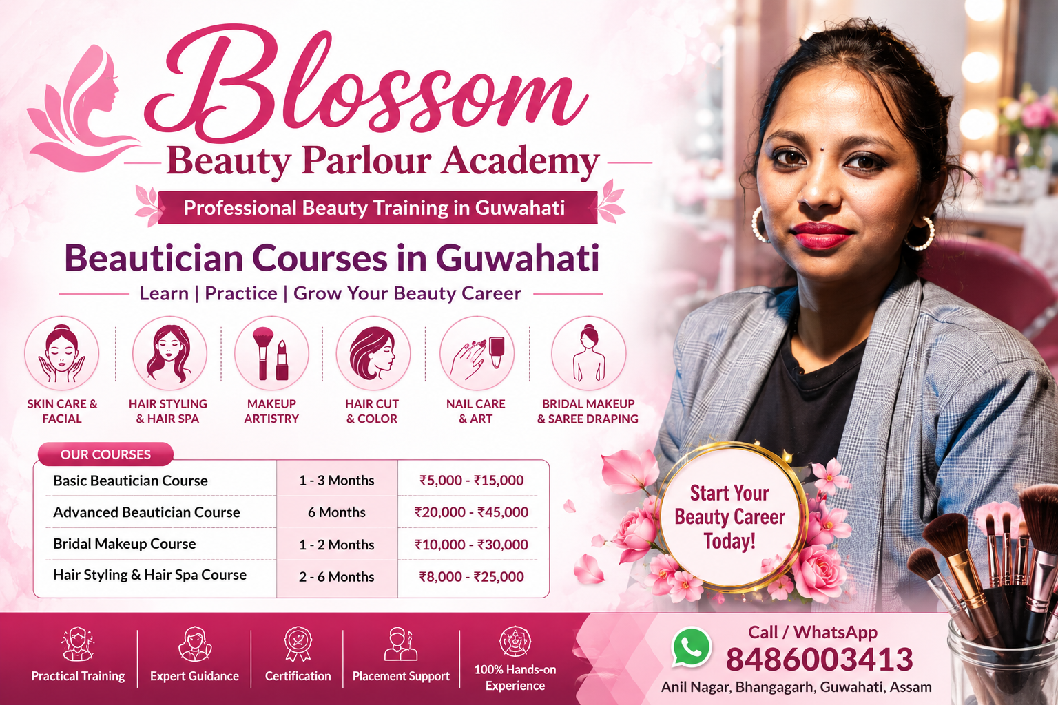 Beautician courses in Guwahati at Blossom Beauty Parlour Academy
