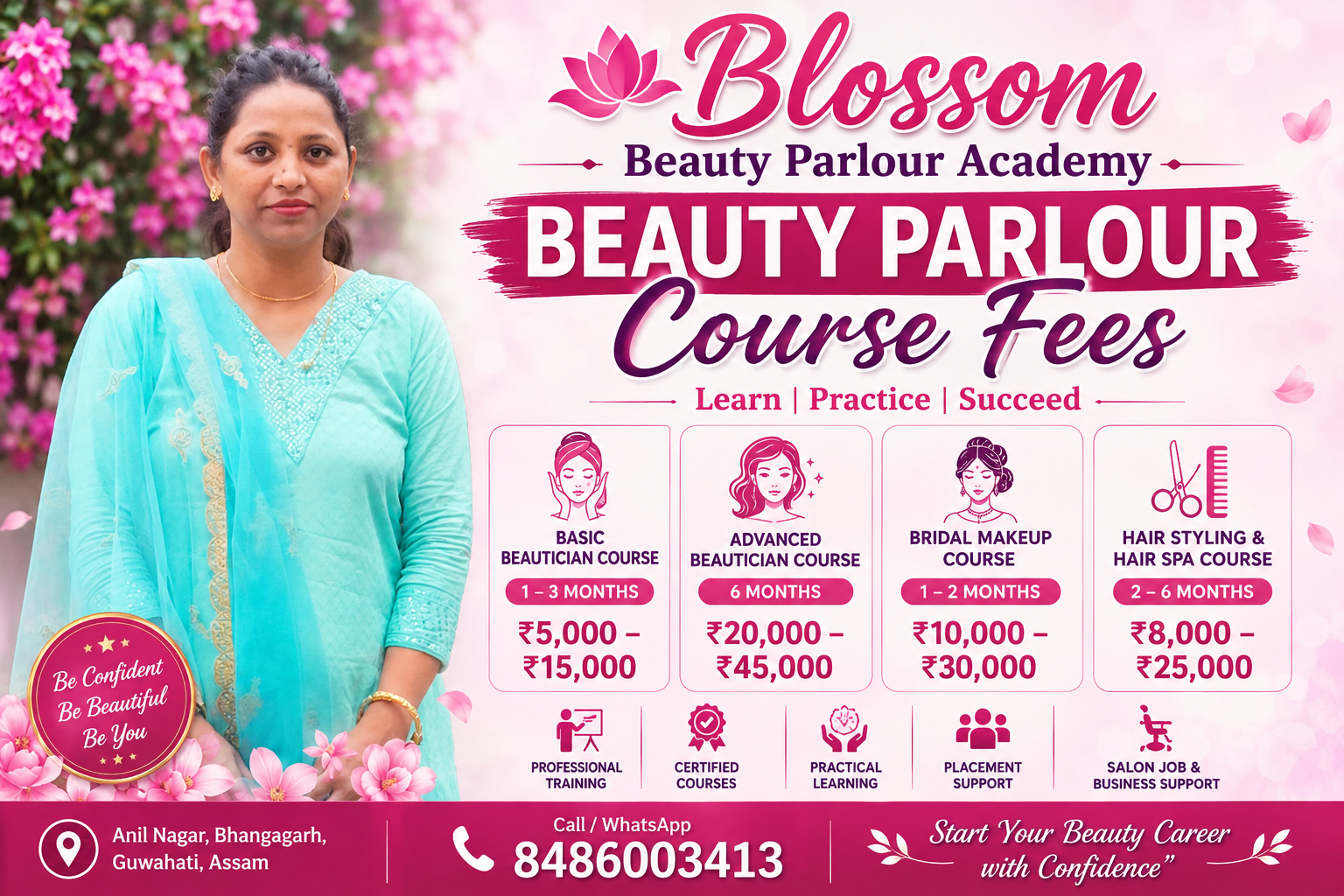 Beauty parlour course fees and beautician training in Guwahati